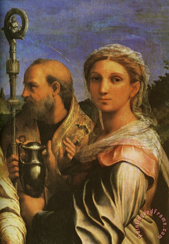 St Cecilia with Sts Paul, John Evangelists, Augustine And Mary Magdalene [detail #1] painting - Raphael St Cecilia with Sts Paul, John Evangelists, Augustine And Mary Magdalene [detail #1] Art Print